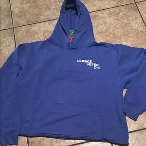 VLONE X Juice Wrld Royal Blue 'Legends Never Die' crop Pullover Hoodie